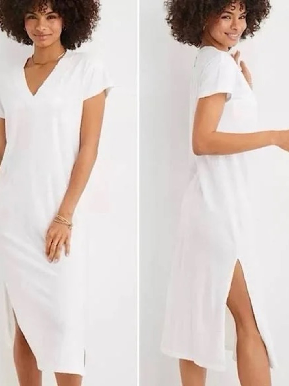 White V-Neck Maxi Tee Dress NWT Aerie